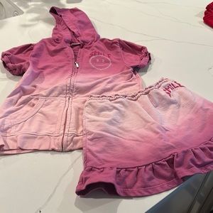 pink smile Sweatshirt Skirt Large and matching zipper short sleeved jacket xl